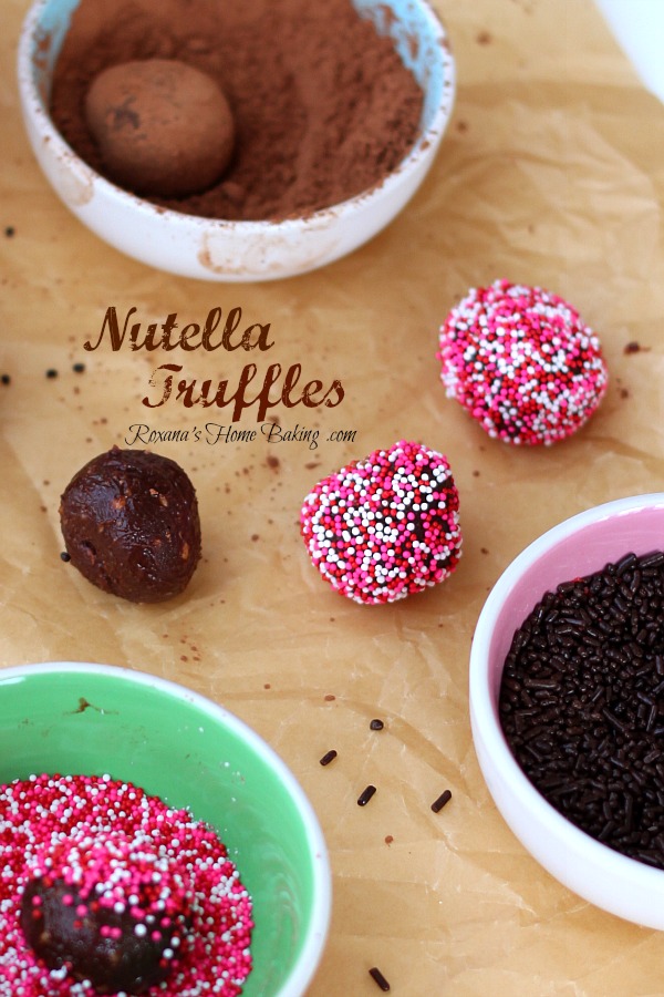 Nutella Truffles from Roxanashomebaking.com  A rich, smooth, creamy mixture of chocolate, cream, butter, chopped hazelnuts and heavenly Nutella. Easy and totally foolproof 